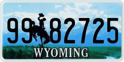 WY license plate 9982725