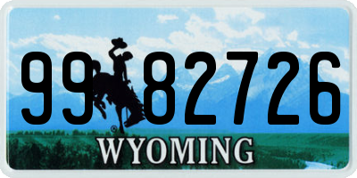 WY license plate 9982726