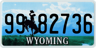 WY license plate 9982736