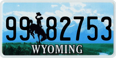 WY license plate 9982753