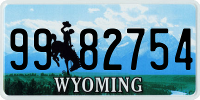 WY license plate 9982754