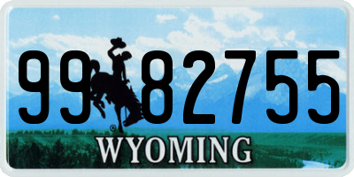 WY license plate 9982755