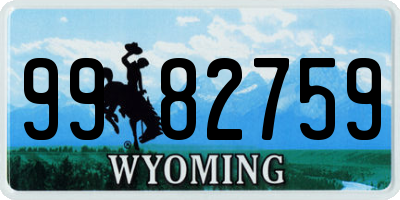 WY license plate 9982759