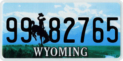 WY license plate 9982765
