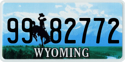WY license plate 9982772