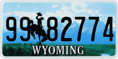 WY license plate 9982774