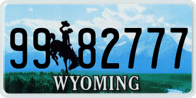 WY license plate 9982777