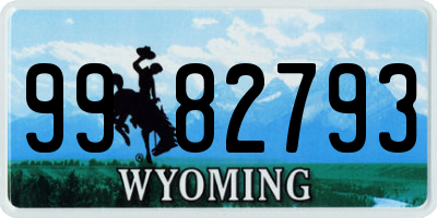WY license plate 9982793