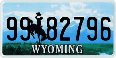 WY license plate 9982796