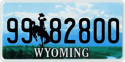 WY license plate 9982800