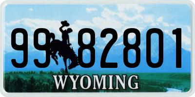 WY license plate 9982801