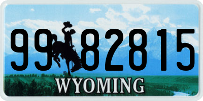 WY license plate 9982815