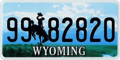 WY license plate 9982820