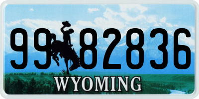 WY license plate 9982836