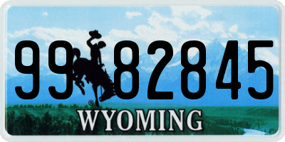 WY license plate 9982845