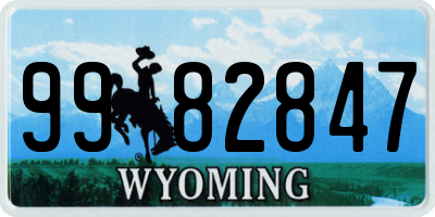 WY license plate 9982847