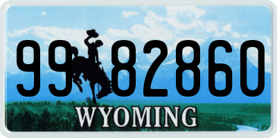 WY license plate 9982860