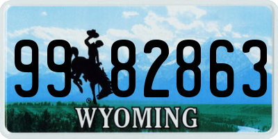 WY license plate 9982863
