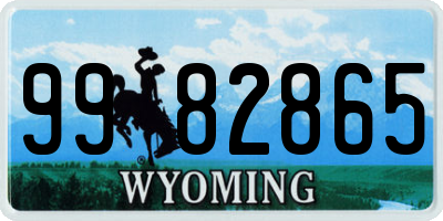 WY license plate 9982865
