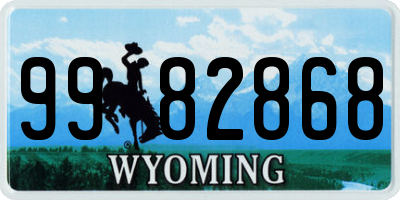 WY license plate 9982868