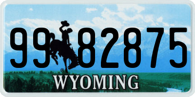 WY license plate 9982875