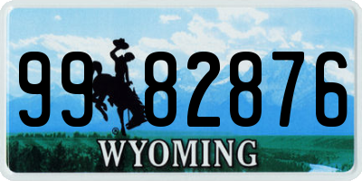 WY license plate 9982876