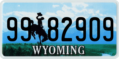 WY license plate 9982909