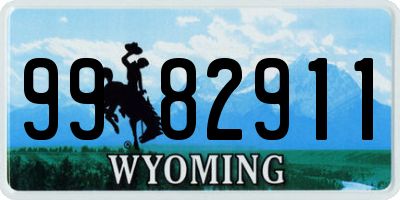 WY license plate 9982911