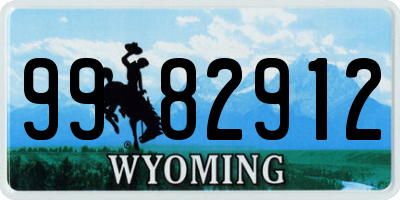 WY license plate 9982912