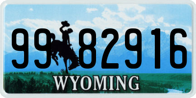 WY license plate 9982916