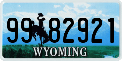 WY license plate 9982921