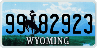 WY license plate 9982923