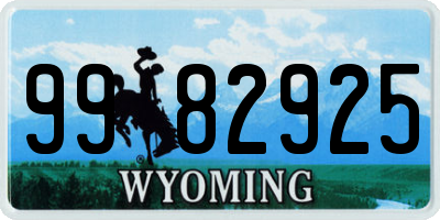 WY license plate 9982925