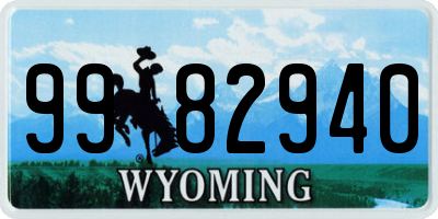 WY license plate 9982940