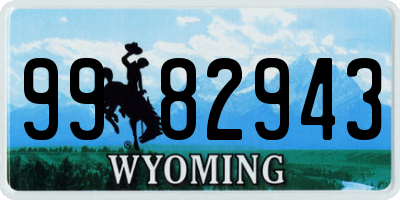 WY license plate 9982943