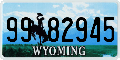 WY license plate 9982945