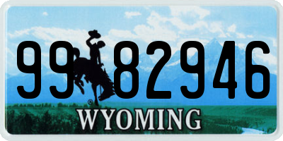 WY license plate 9982946