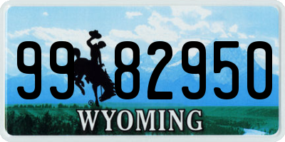 WY license plate 9982950