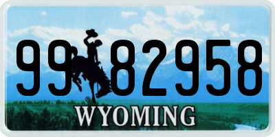 WY license plate 9982958