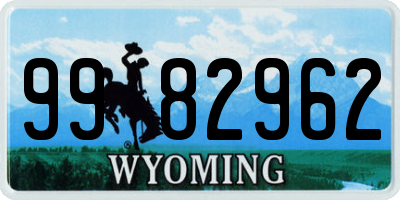 WY license plate 9982962