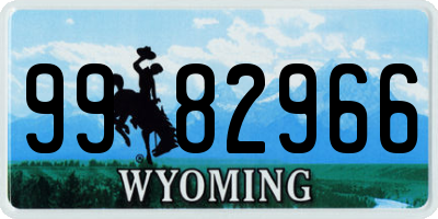 WY license plate 9982966