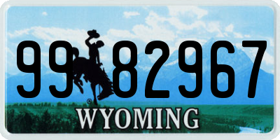 WY license plate 9982967