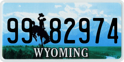WY license plate 9982974