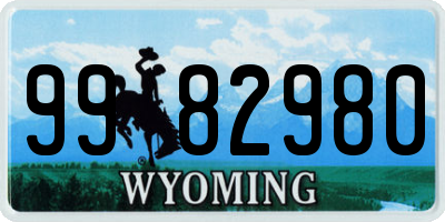 WY license plate 9982980