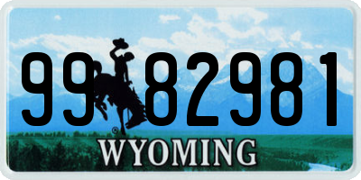WY license plate 9982981