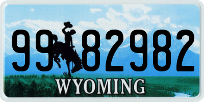 WY license plate 9982982