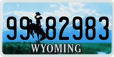 WY license plate 9982983
