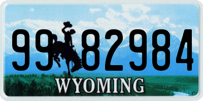 WY license plate 9982984
