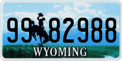 WY license plate 9982988