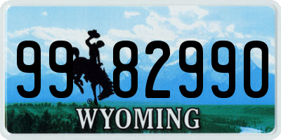 WY license plate 9982990